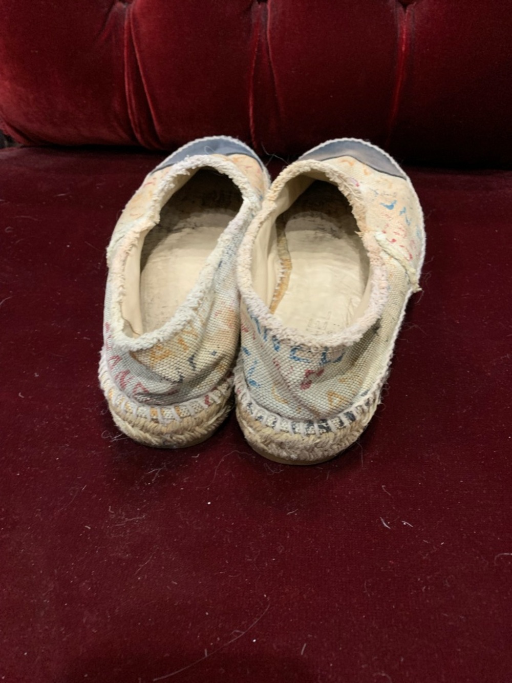 CHANEL Multicolor Logo Canvas Espadrilles with Black Toe Caps - Picture 6 of 11
